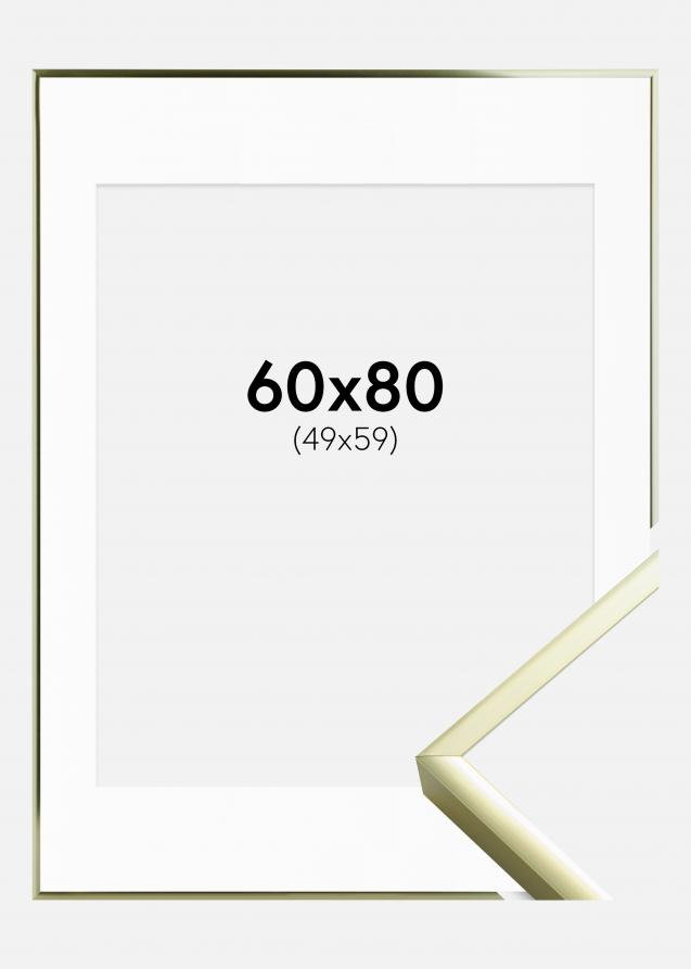 Rahmen Poster Frame Aluminum Gold 60x80 cm - Passepartout Weiß 50x60 cm