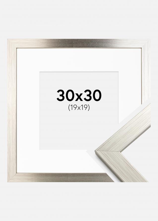 Rahmen Silver Wood 30x30 cm - Passepartout Weiß 20x20 cm