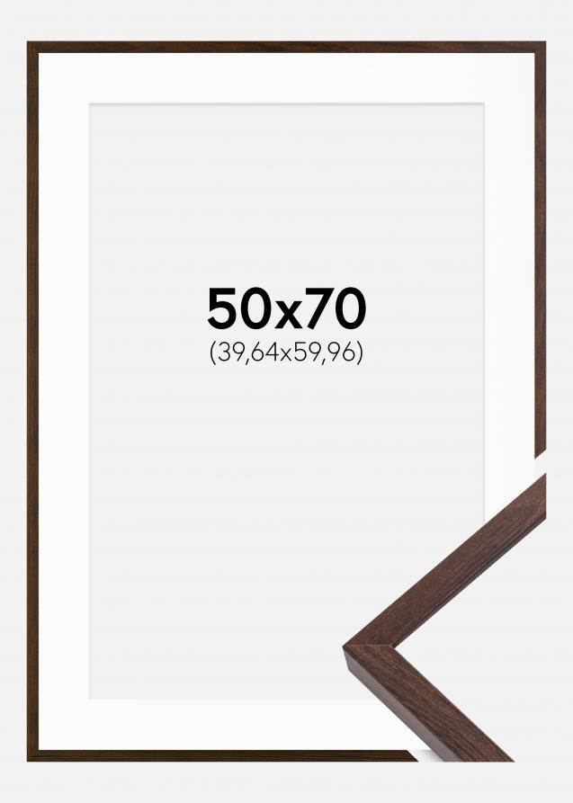 Rahmen E-Line Walnuss 50x70 cm - Passepartout Weiß 16x24 inches