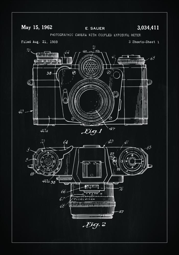 Patentzeichnung - Kamera I - Schwarz Poster