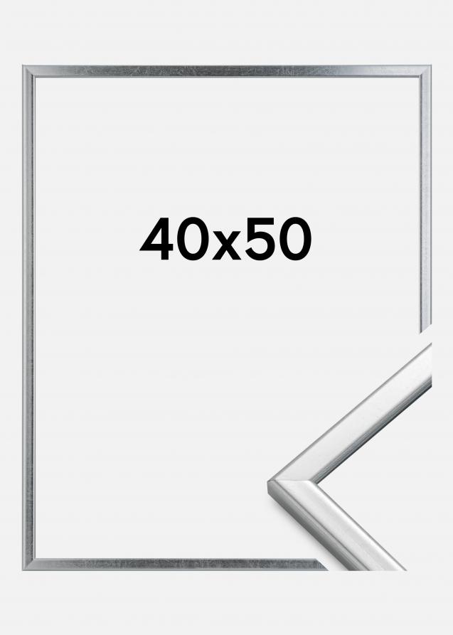 Rahmen Slim Matt Antireflexglas Silber 40x50 cm
