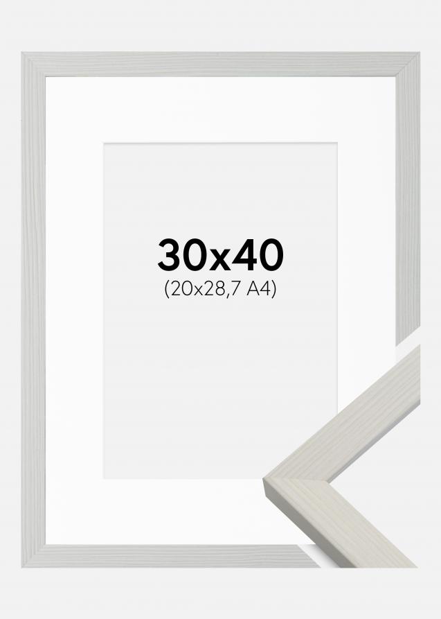 Rahmen Fiorito Weiß 30x40 cm - Passepartout Weiß 21x29,7 cm