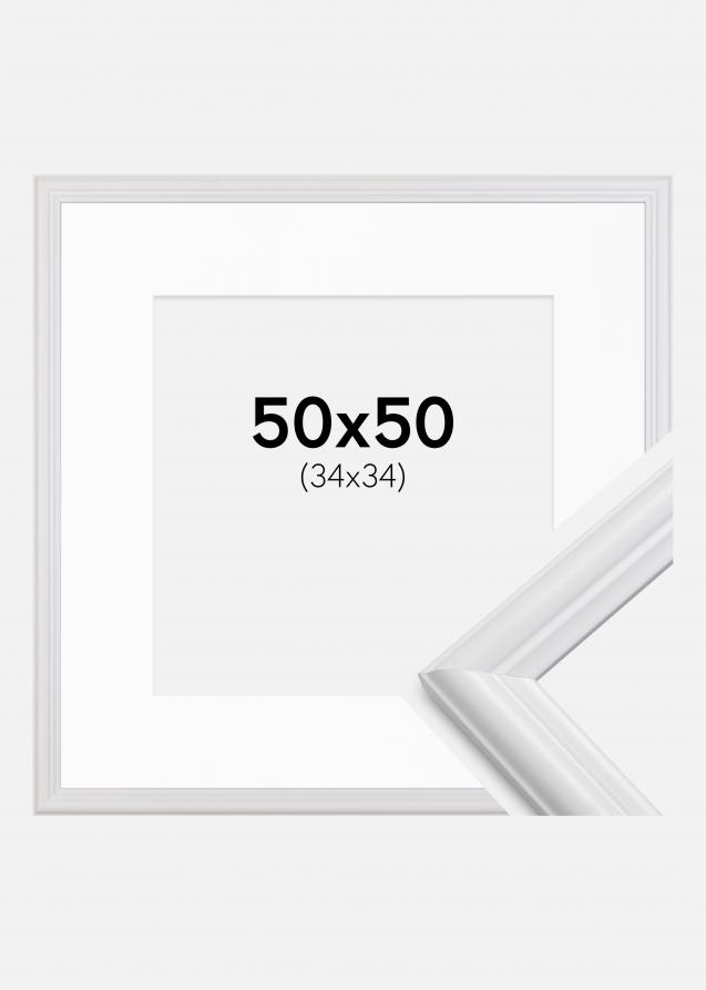 Rahmen Siljan Weiß 50x50 cm - Passepartout Weiß 35x35 cm