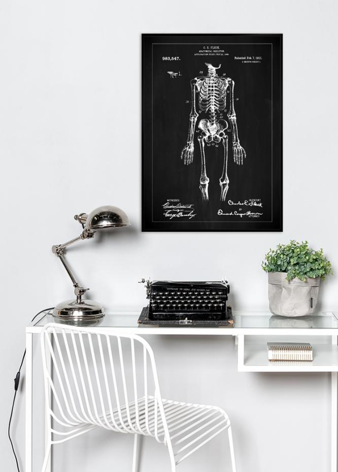Patentzeichnung - Anatomisches Skelett I - Schwarz Poster