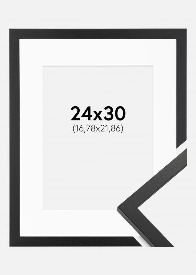 Rahmen Trendy Schwarz 24x30 cm - Passepartout Weiß 7x9 inches