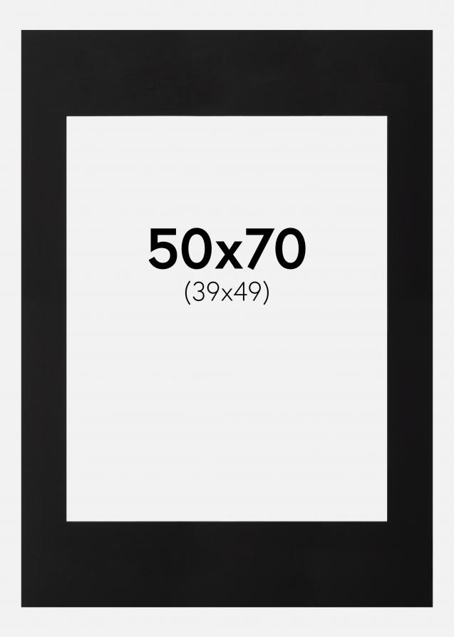 Passepartout Schwarz (schwarzer Kern) 50x70 cm (39x49)