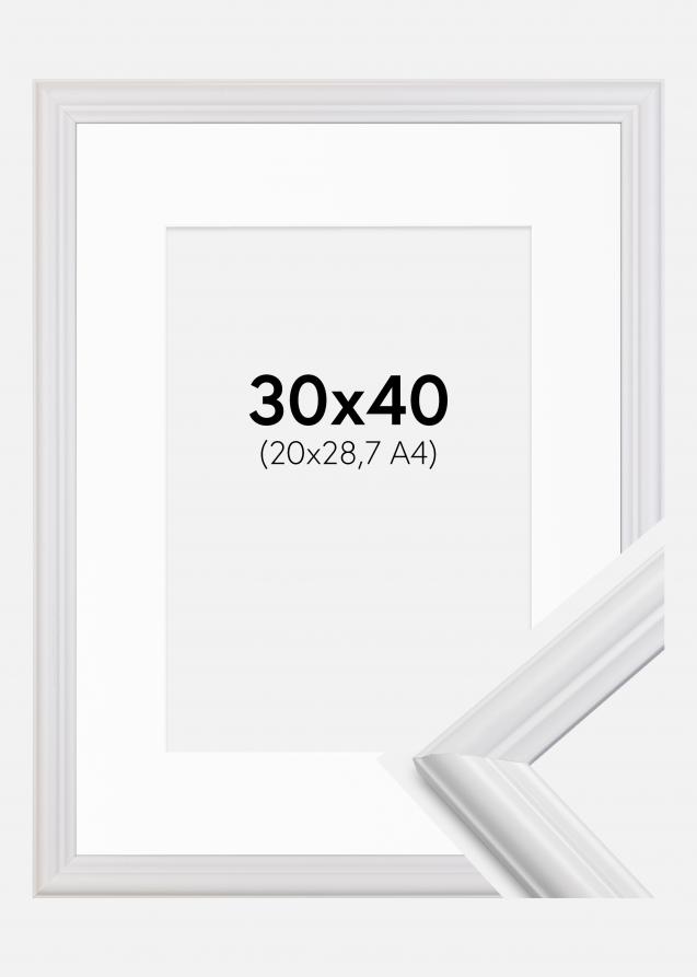 Rahmen Siljan Weiß 30x40 cm - Passepartout Weiß 21x29,7 cm (A4)