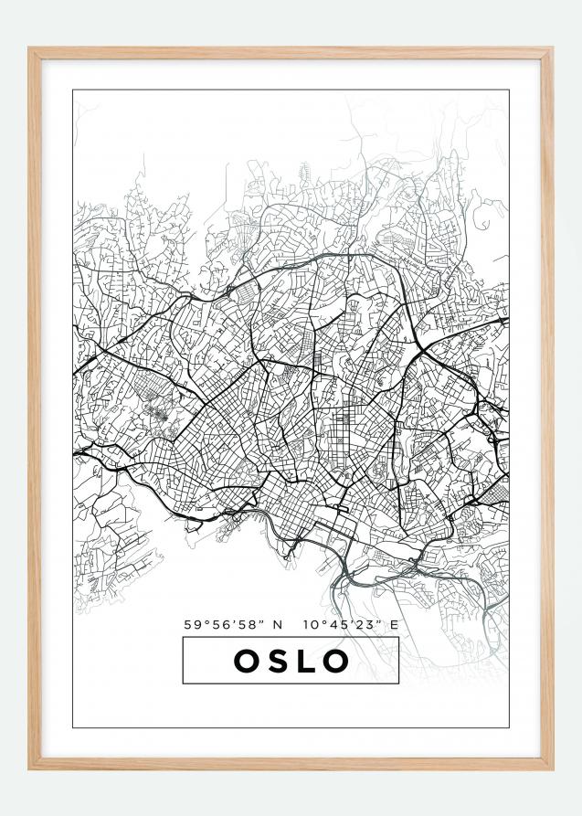 Map - Oslo - White Poster