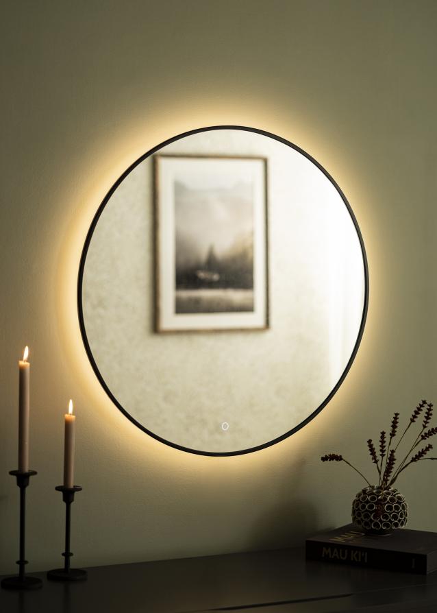 KAILA Spiegel Circle LED Schwarz 80 cm Ø