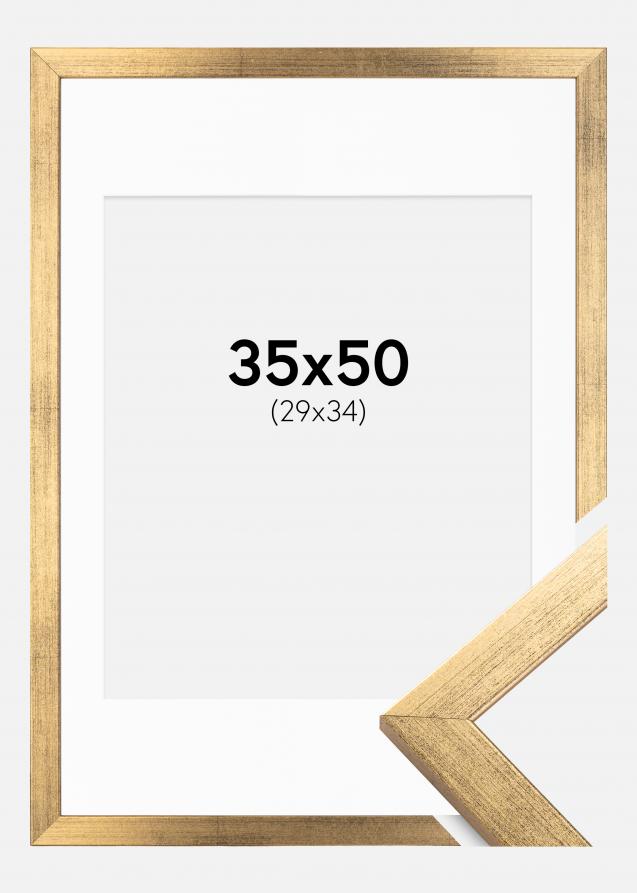 Rahmen Stilren Gold 35x50 cm - Passepartout Weiß 30x35 cm