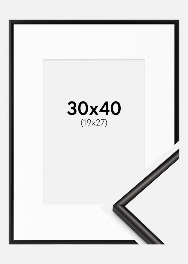 Rahmen Scandi Matt Schwarz 30x40 cm - Passepartout Weiß 20x28 cm