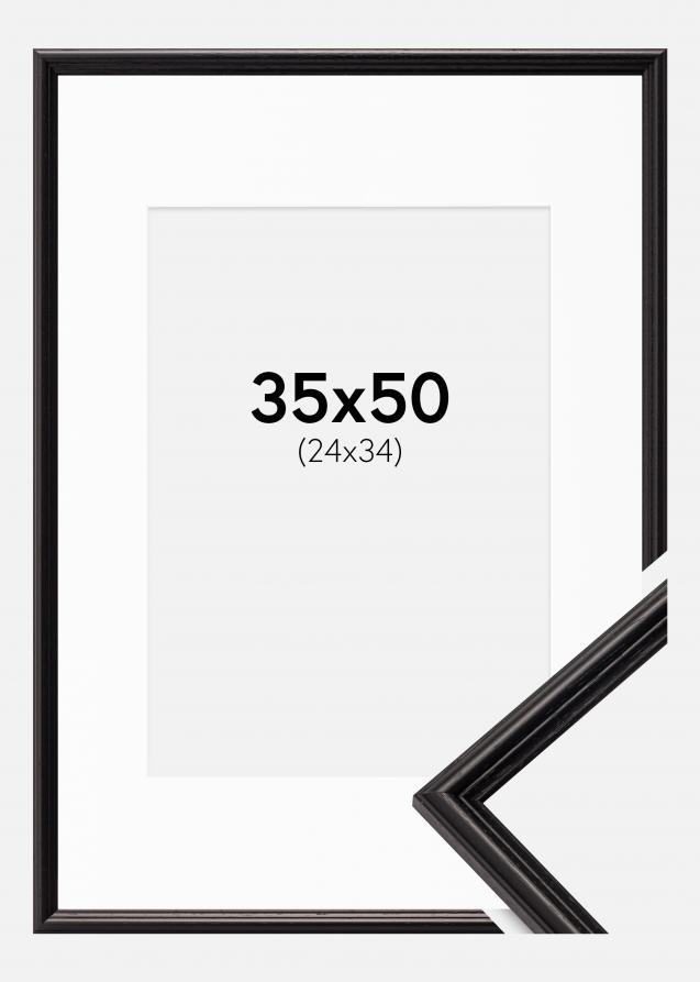 Rahmen Horndal Schwarz 35x50 cm - Passepartout Weiß 25x35 cm