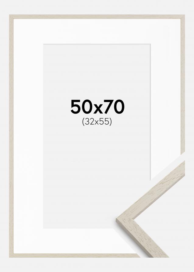 Rahmen Edsbyn Sand 50x70 cm - Passepartout Weiß 33x56 cm