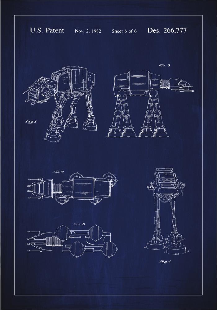 Patentzeichnung - Star Wars - Walker - Blau Poster