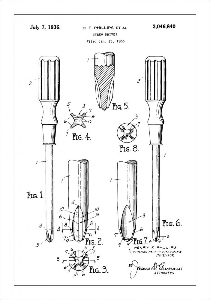Patentzeichnung - Schraubenzieher Poster