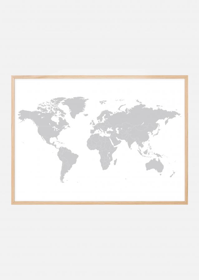 Weltkarte - Grau Poster