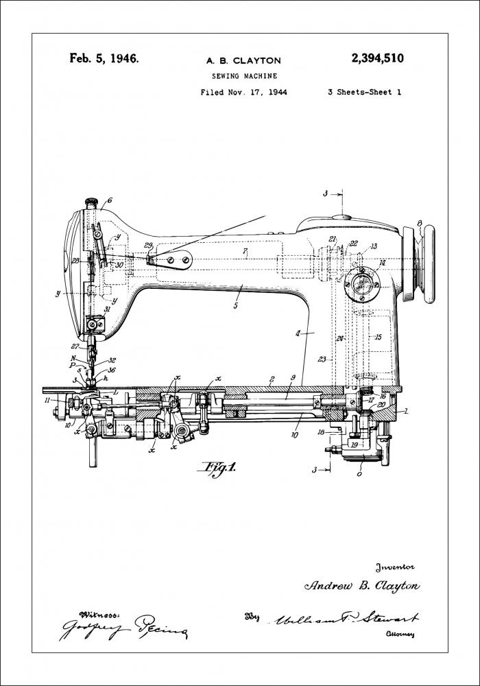 Patentzeichnung - Nhmaschine I Poster