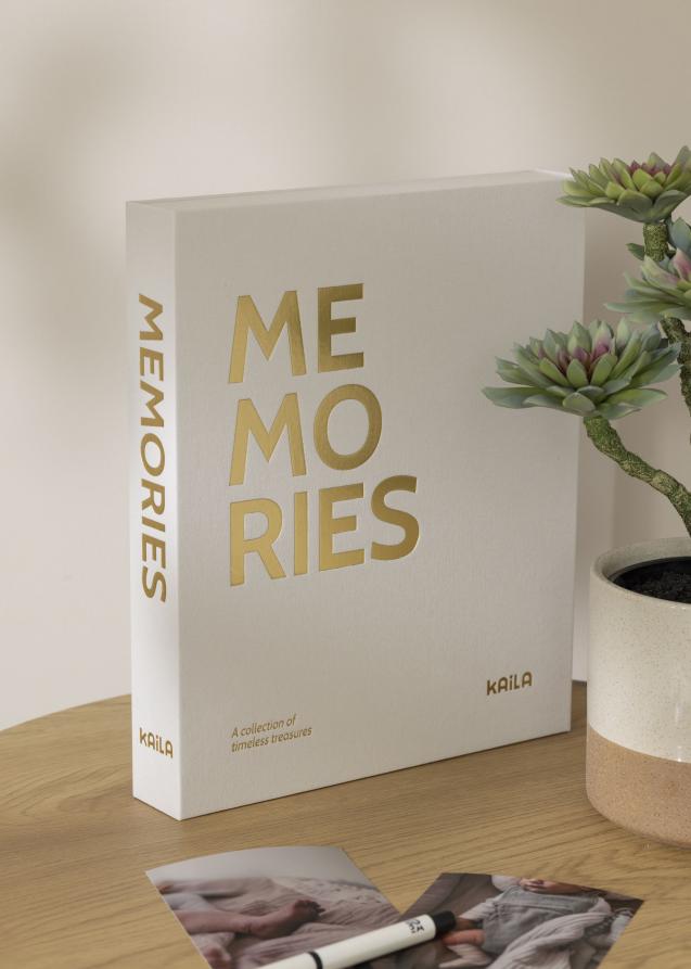 KAILA MEMORIES Cream - Coffee Table Photo Album (60 Schwarze Seiten)