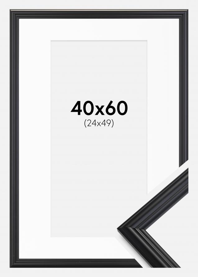 Rahmen Siljan Schwarz 40x60 cm - Passepartout Weiß 25x50 cm