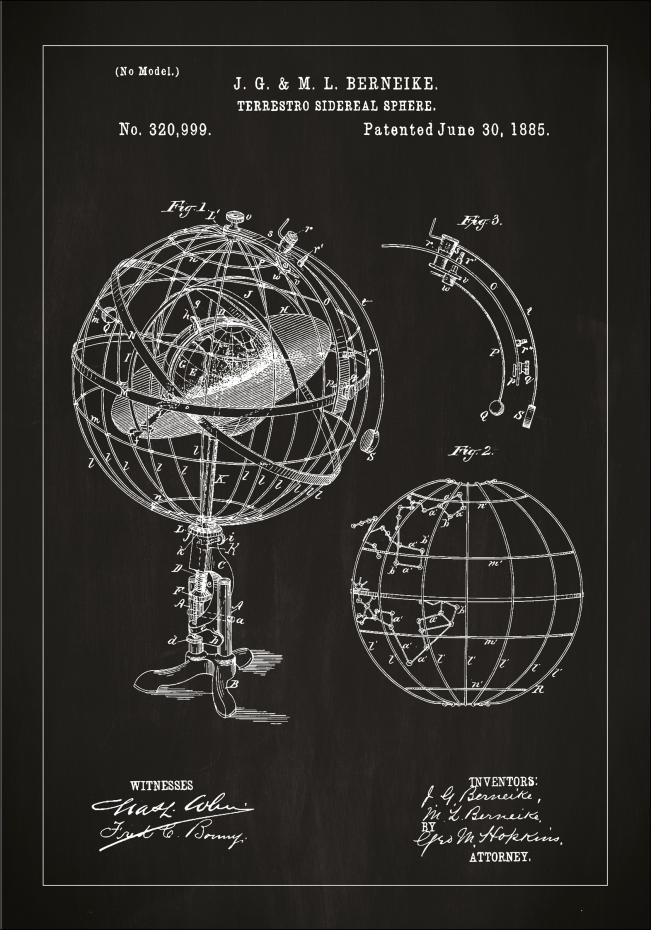 Patentzeichnung - Astronomisches Modell - Schwarz Poster