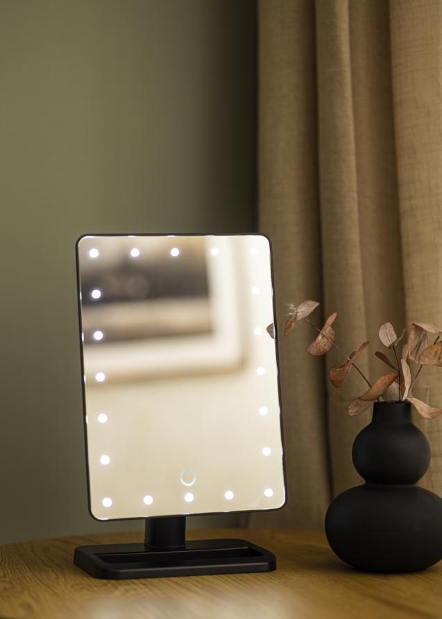 KAILA Kosmetikspiegel LED mit Bluetooth-Lautsprecher Schwarz 18x30 cm