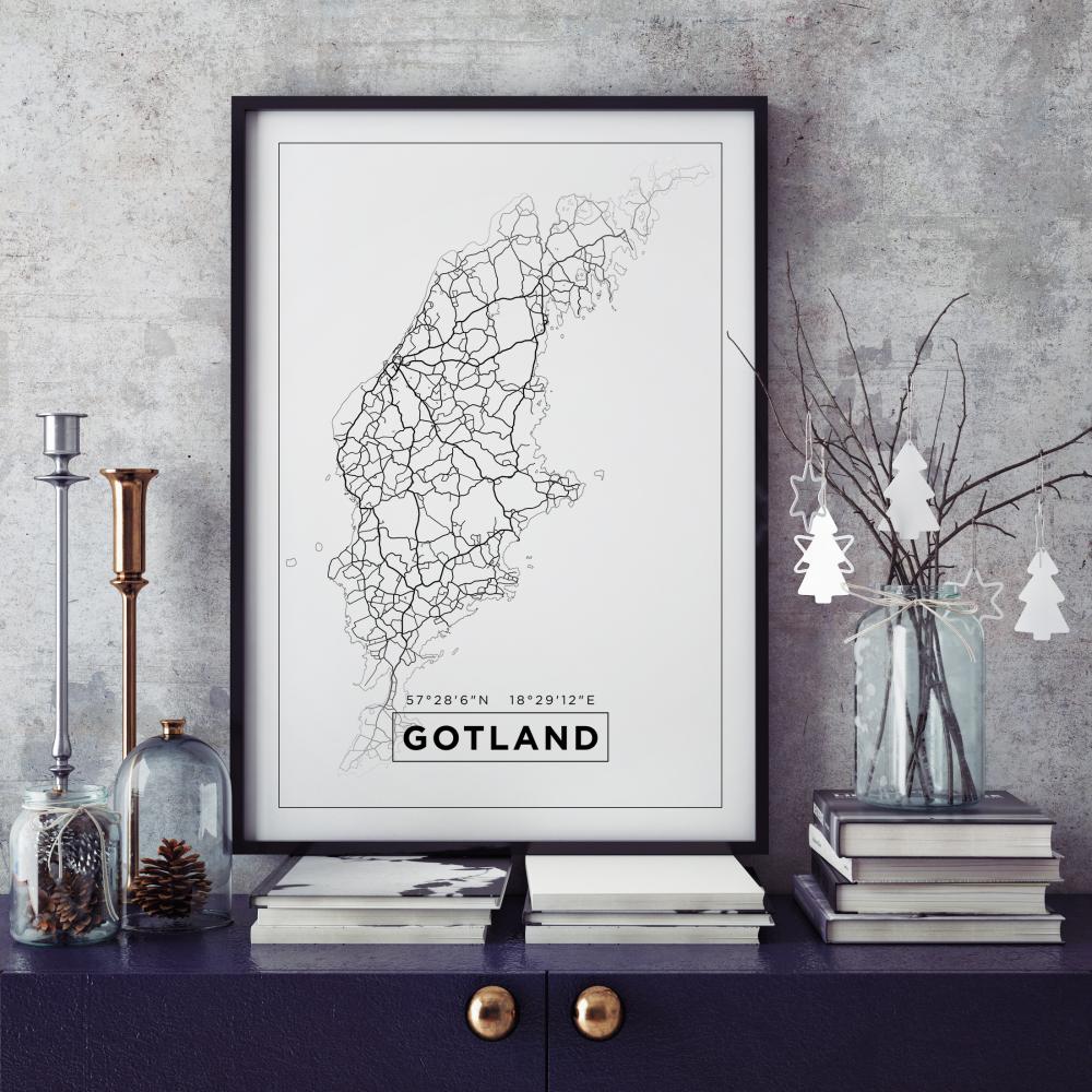 Map - Gotland - White Poster