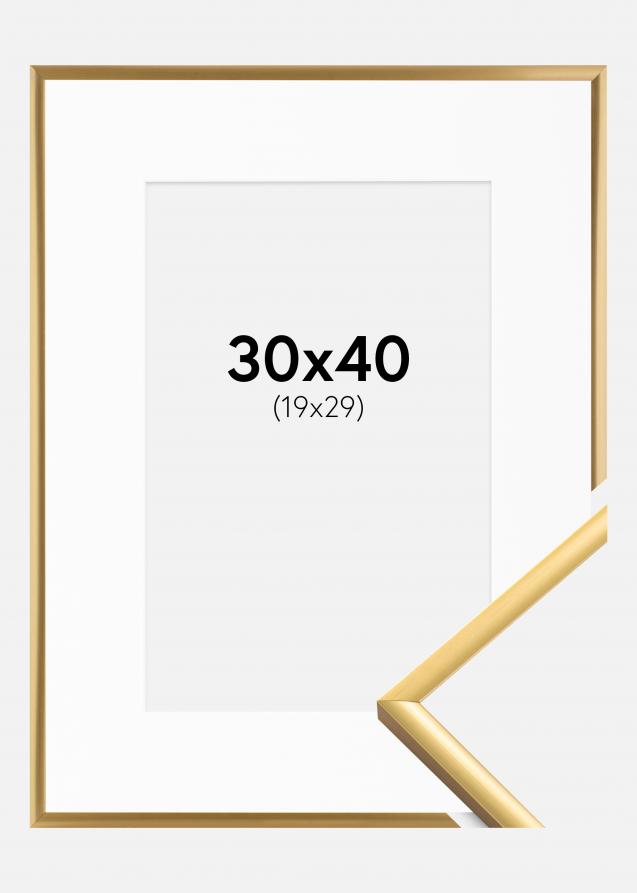 Rahmen New Lifestyle Shiny Gold 30x40 cm - Passepartout Weiß 20x30 cm