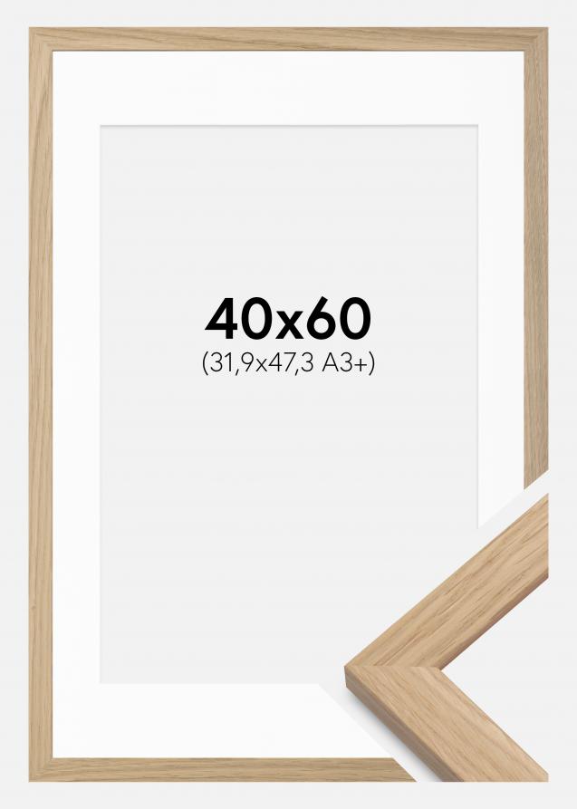 Rahmen Oak Wood 40x60 cm - Passepartout Weiß 32,9x48,3 cm (A3+)