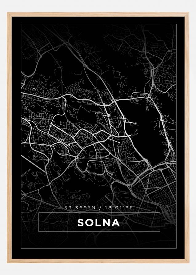Map - Solna - Black Poster