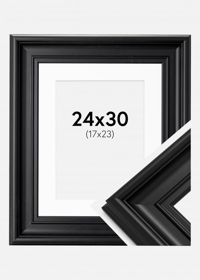 Rahmen Mora Premium Schwarz 24x30 cm - Passepartout Weiß 18x24 cm