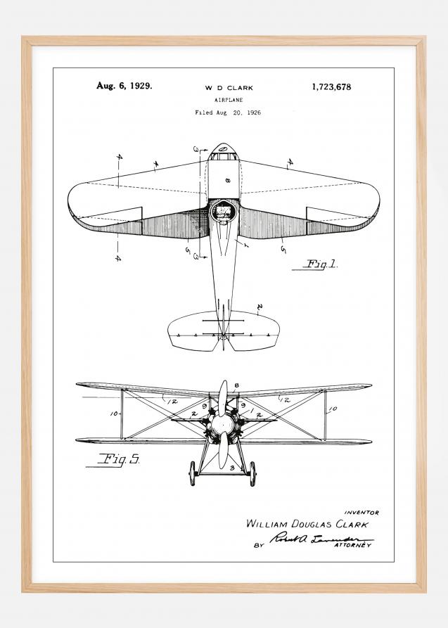 Patentzeichnung - Flugzeug - Weiß Poster