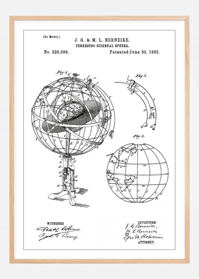 Patentzeichnung - Astronomisches Modell - Weiß Poster