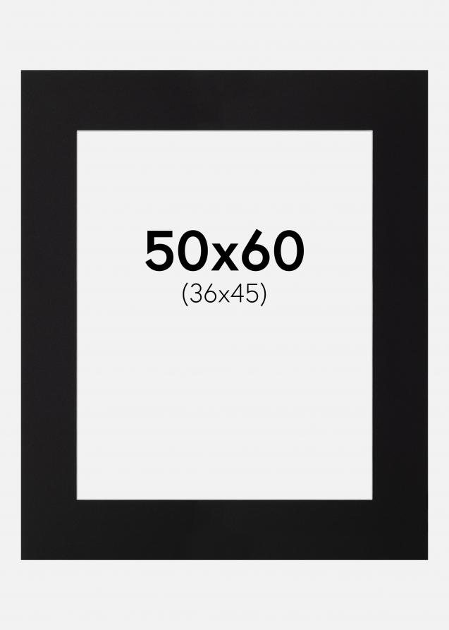 Passepartout Schwarz Standard (weißer Kern) 50x60 cm (36x45)