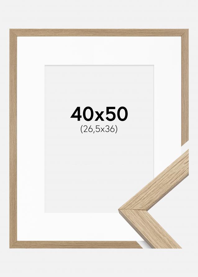 Bilderrahmen Stilren Eiche 40x50 cm - Passepartout Weiß 27,5x37 cm