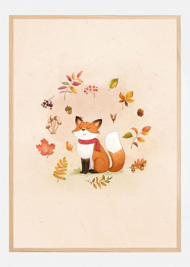 Fox In Fall Foliage Poster