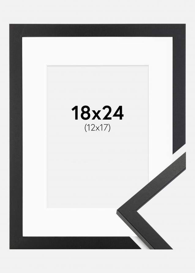 Rahmen Trendy Schwarz 18x24 cm - Passepartout Weiß 13x18 cm