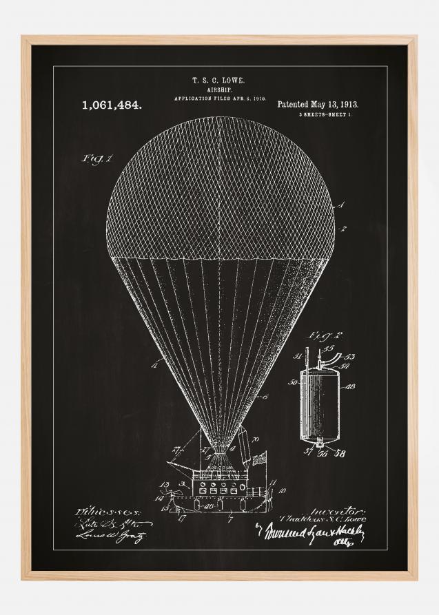 Patentzeichnung - Luftschiff - Schwarz Poster