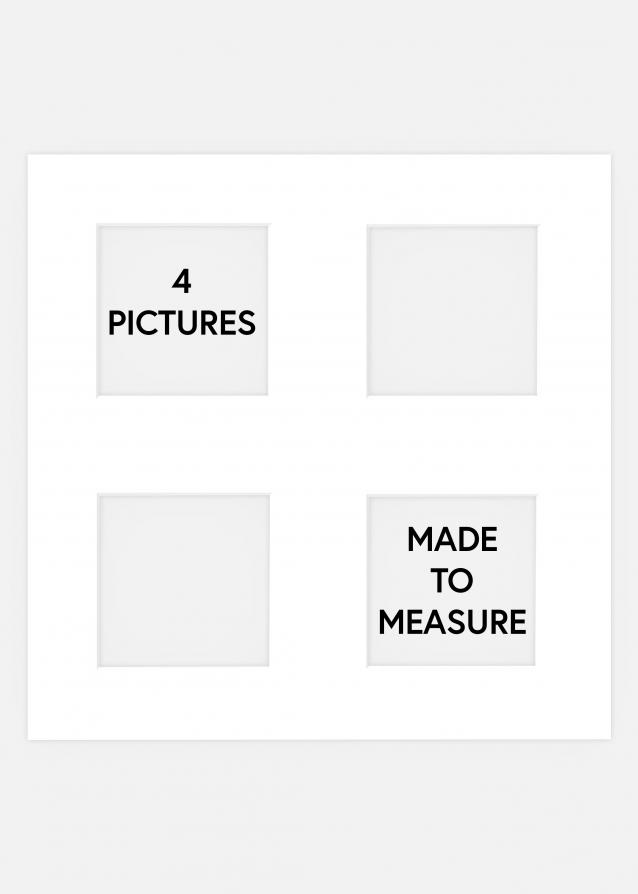 Collage-Passepartout Weiß 4 Bilder - Maßanfertigung (Weißer Kern)