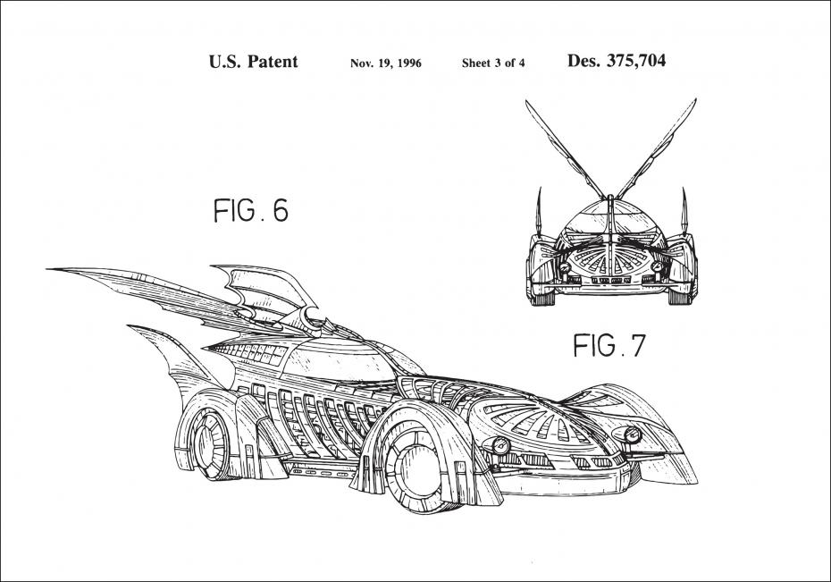 Patentzeichnung - Batman - Batmobile 1996 III Poster