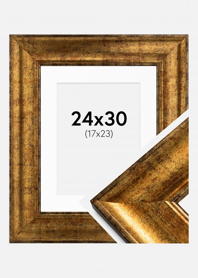 Rahmen Saltsjöbaden Gold 24x30 cm - Passepartout Weiß 18x24 cm