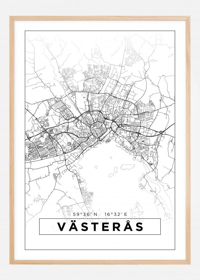 Map - Västerås - White Poster