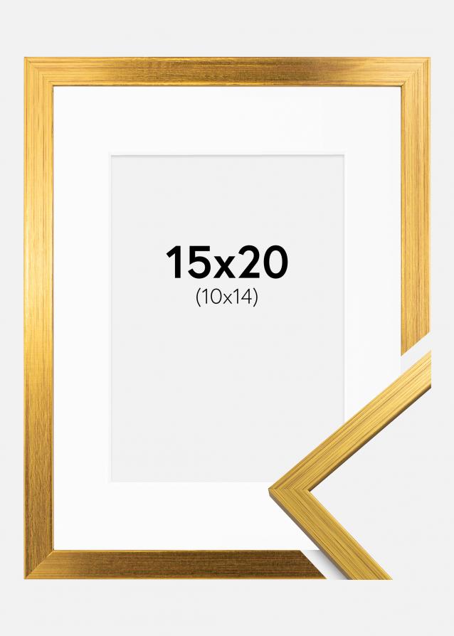 Rahmen Edsbyn Gold 15x20 cm - Passepartout Weiß 11x15 cm