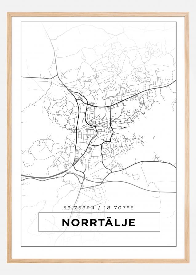 Map - Norrtälje - White Poster