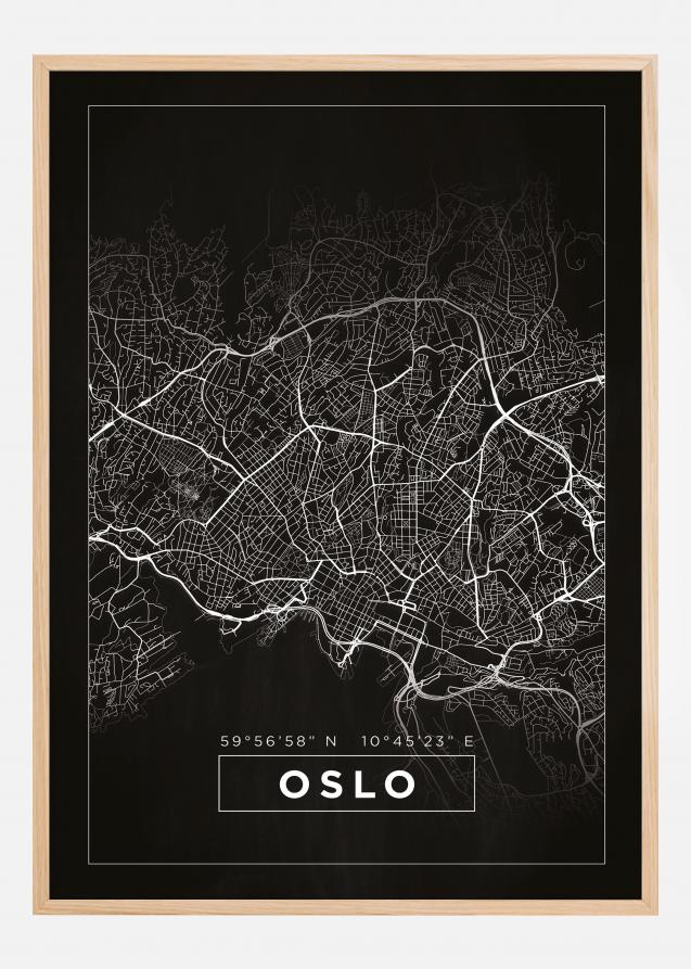 Map - Oslo - Black Poster