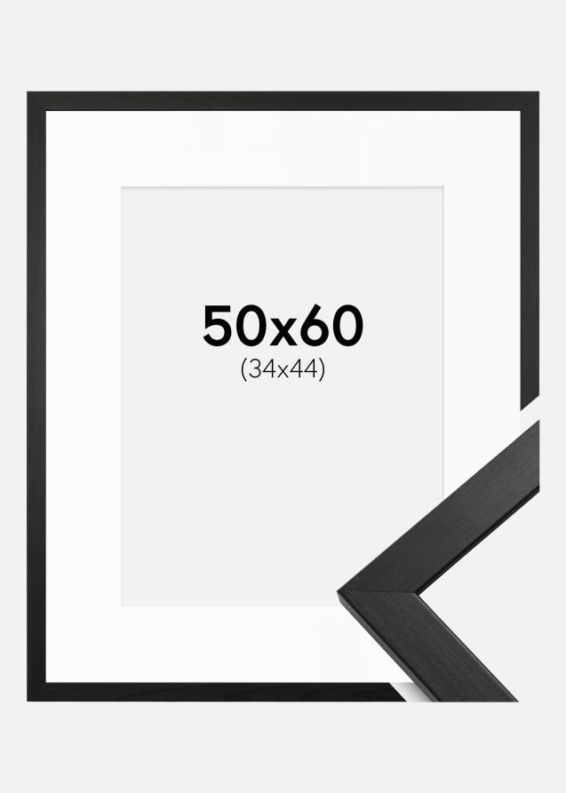 Bilderrahmen Stilren Schwarz 50x60 cm - Passepartout Weiß 35x45 cm