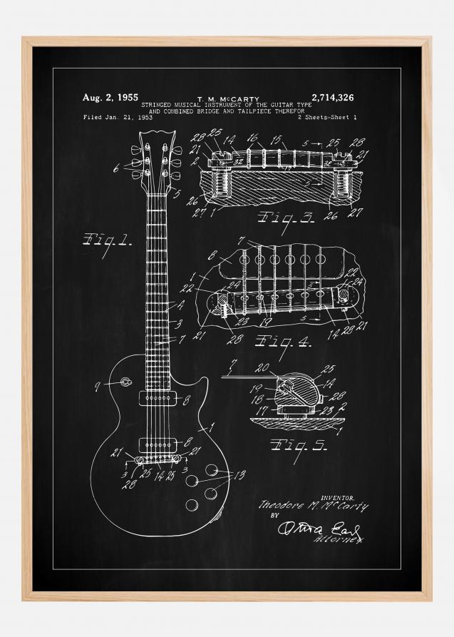 Patentzeichnung - E-Gitarre I - Schwarz Poster