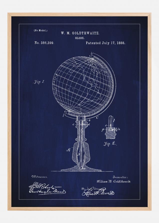 Patentzeichnung - Erdkugel - Blau Poster
