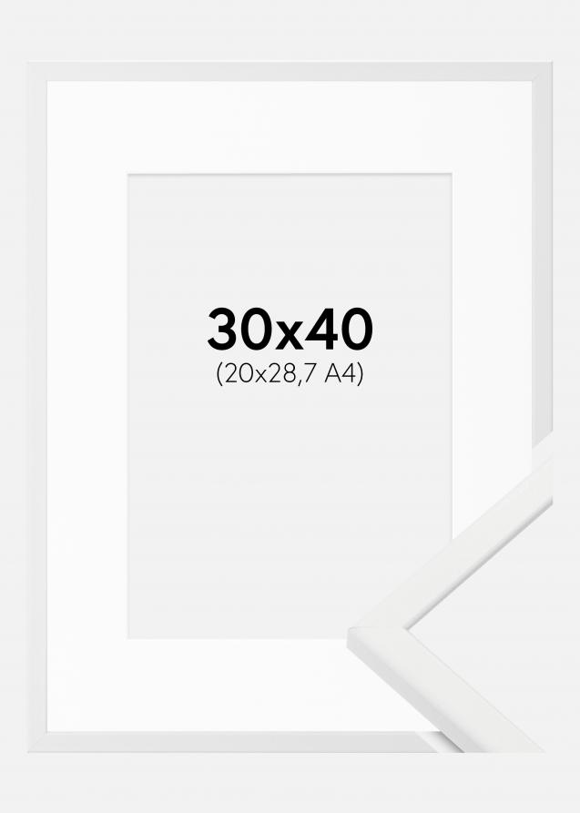 Rahmen Kaspar Weiß 30x40 cm - Passepartout Weiß 21x29,7 cm (A4)