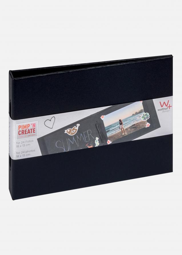 Pac Mini Fotoalbum Schwarz - 15,5x11 cm (12 schwarze Seiten / 6 Blatt)