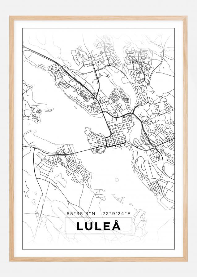 Map - Luleå - White Poster